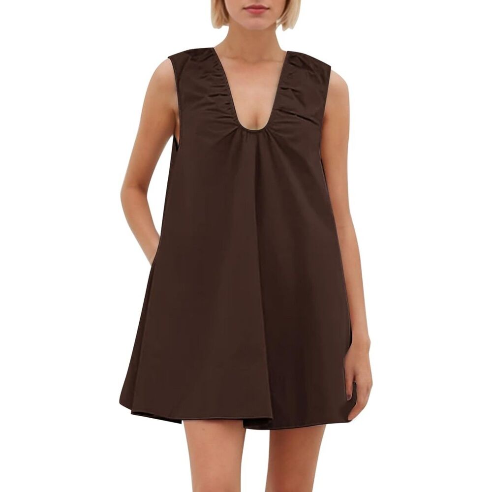 Sleeveless Babydoll Tank Mini Dress, Medium, 13H-203D006